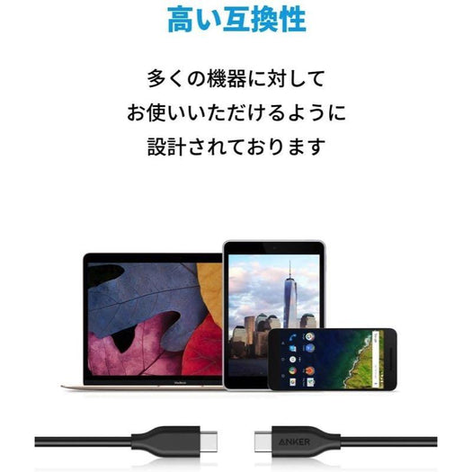 Anker PowerLine USB-C & USB-C ケーブル (USB2.0対応) 1.8m