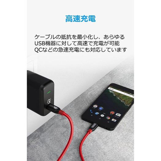 Anker PowerLine+ USB-C & USB-C ケーブル (USB2.0対応) 1.8m
