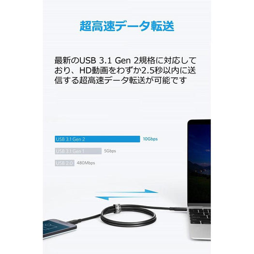 Anker PowerLine II USB-C & USB-C ケーブル (USB3.1 Gen2対応)