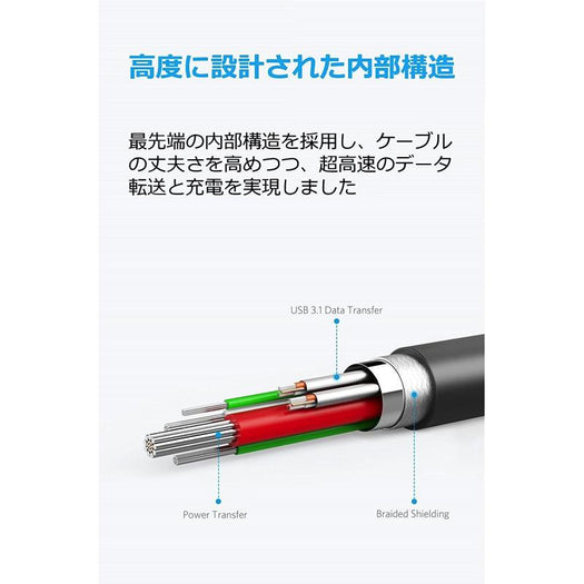 Anker PowerLine II USB-C & USB-C ケーブル (USB3.1 Gen2対応)