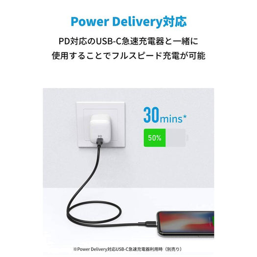 Anker PowerLine II USB-C & ライトニング ケーブル 0.9m