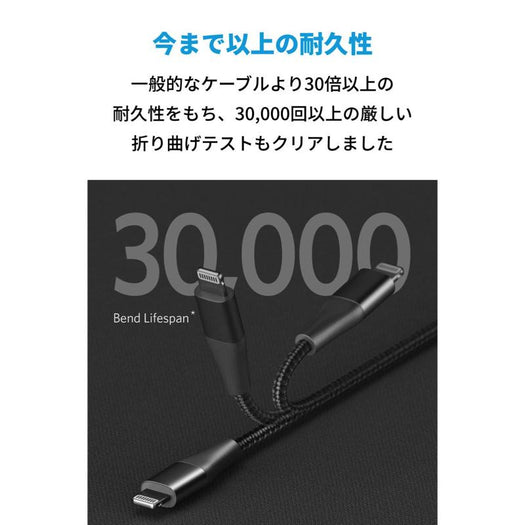 Anker PowerLine+ II USB-C ＆ ライトニング ケーブル 1.8m