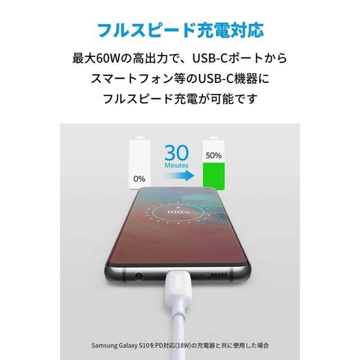 Anker PowerLine III USB-C & USB-C ケーブル (USB2.0対応) 3.0m