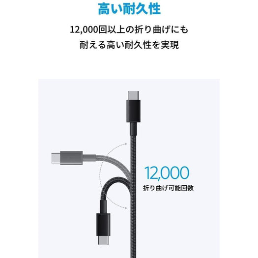 Anker 高耐久ナイロン USB-C＆USB-C ケーブル (USB2.0対応) 1.8m 2本セット